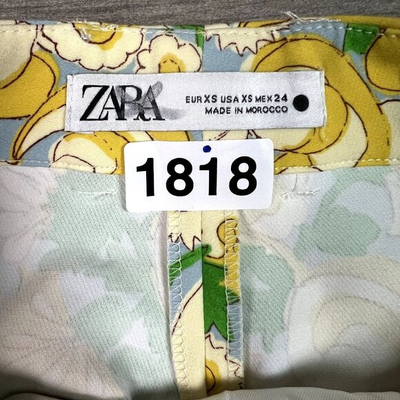 🟣 Zara Womens Size Extra Small Floral Print Pants - Picture 9 of 9
